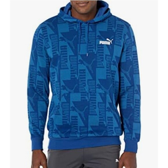 Puma Mens Power All Over Print Fleece Hoodie Hooded Sweatshirt Size XL - Picture 2 of 11